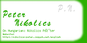 peter nikolics business card